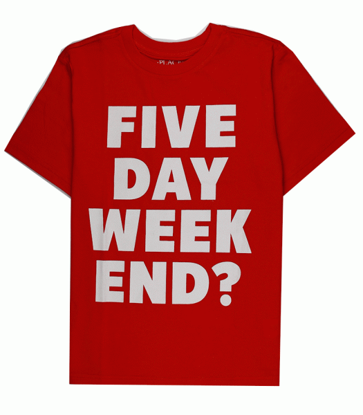 Childrens Place Red Five Day Week End Tee